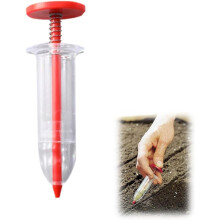 Handheld Seed Planter Adjustable Depth Control Mini Seed Dispenser Red Ergonomic Manual Spreader For Garden Planting