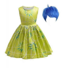 (110 cm) Inside Out Joy Cosplay Costume Princess Dress Accessories For Girls Halloween Christmas Carnival