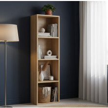 4-Tier Wooden Bookcase Shelf Unit Oak 106x30x24 Cm