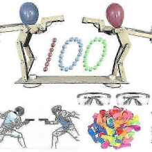 Headshot WoodBots, handgjorda träskjutdockor med ballongspel, 2025 nytt Whack A Balloon-strategispel