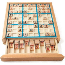 Holz Sudoku Pusselbräda Holz Sudoku Spiel Set mit Schublade Math Brain Teaser Desktop-Spielzeug