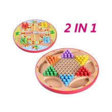 2 i 1 dubbelsidig trä kinesiska schack flygande ludo barnfamilj utbildningsleksak