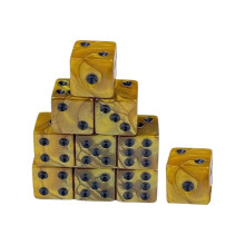 10x 0,6 tums speltärningar läromedel för bordsspel rollspel matematikundervisning gul svart
