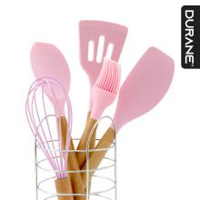 Non Stick Kitchen Utensil Set Pink 5Pcs Silicone Cooking Utensil