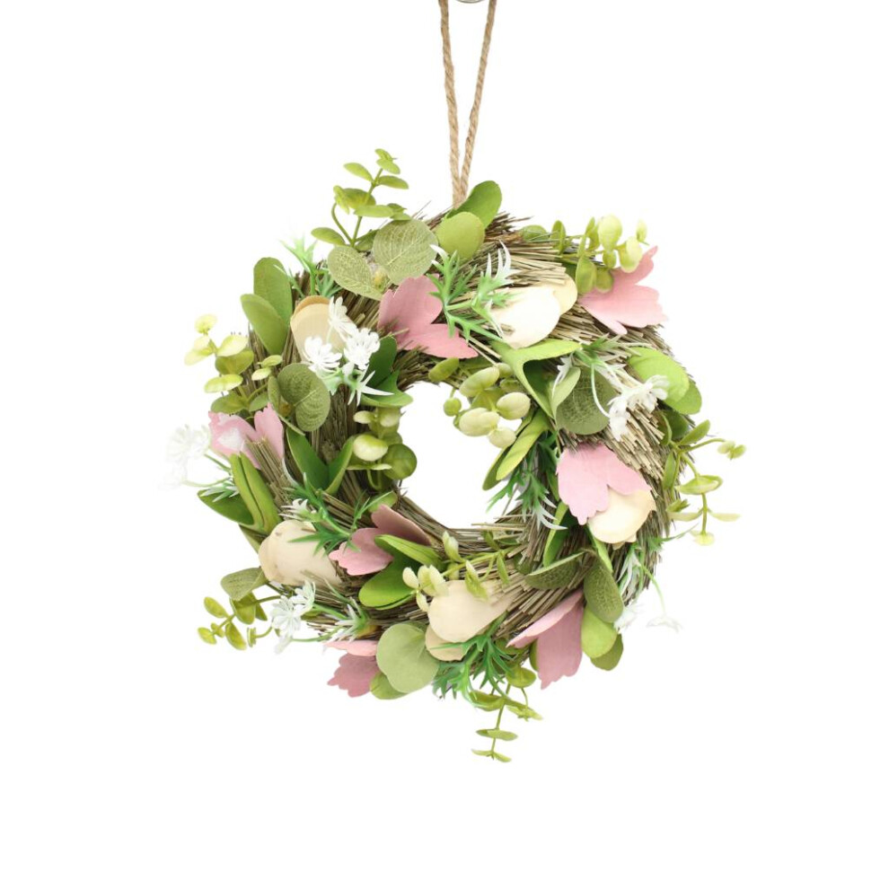 Urbn Living (Green, Cream & Pink) Artificial Festive Door Wreath 25Cm Wall Decoration