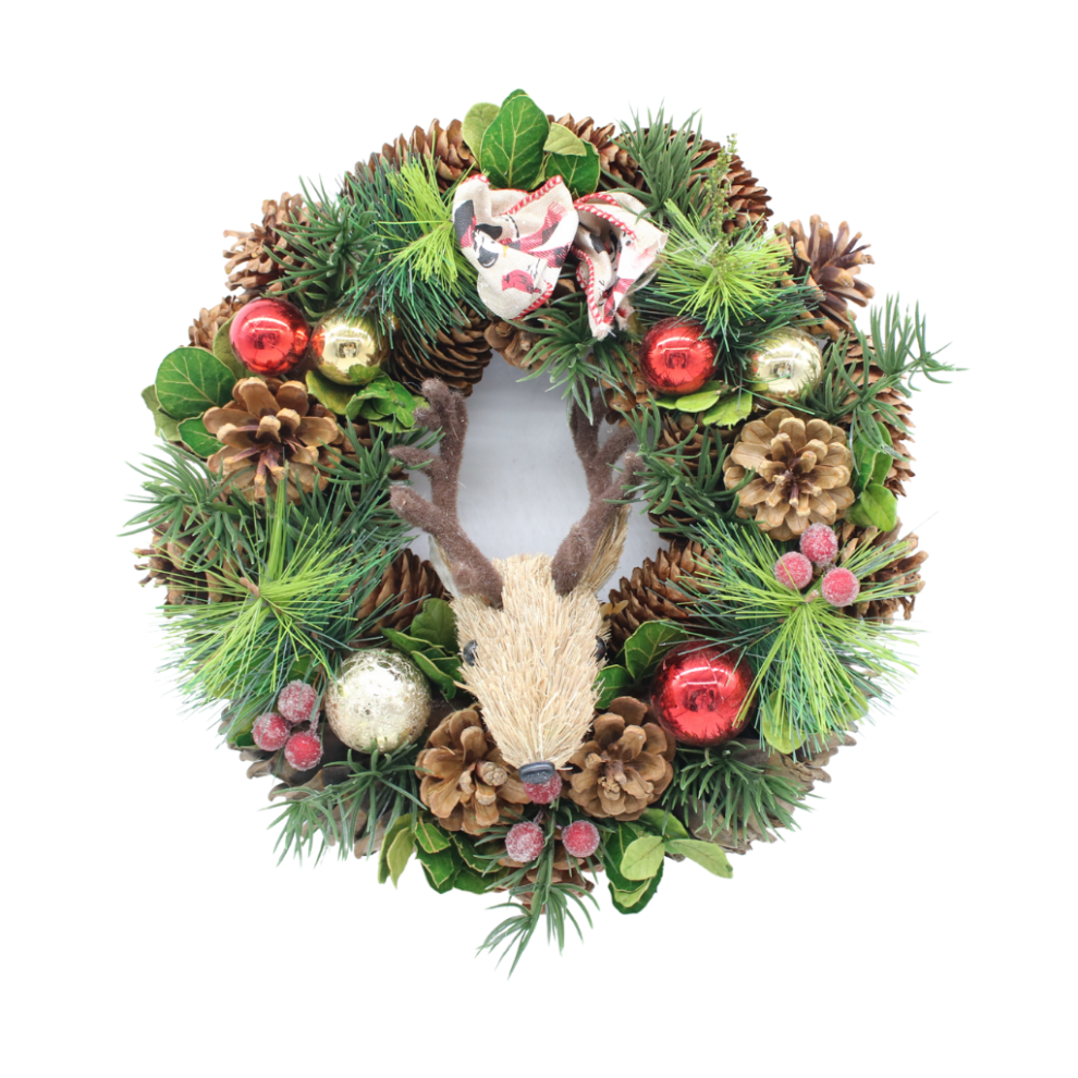 Urbn Living (Reindeer) Christmas Wreath 30Cm Woodland Animal Figurine
