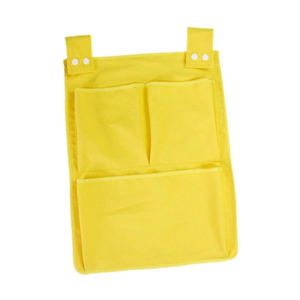 Hanging Diaper Organizer 3-Pocket Bedside Crib Storage For College Dorm Loft Bed Milk Bottle Toys Yellow