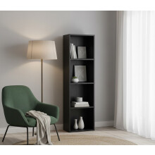 4-Tier Wood Bookcase Shelf Unit Black 106x30x24 Cm