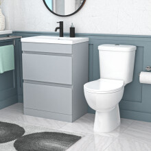 Nes Home 600mm Matte Grey 2 Drawers Handleless Basin Vanity Close Coupled Toilet