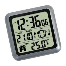 Large Screen Digital Clock With Temperature Display And Date Display Suction Cup Silver For Bathroom Shower Home Office
