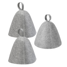 3Pcs Felt Sauna Hat Set Grey Soft Absorbent Bath Cap for Home Spa
