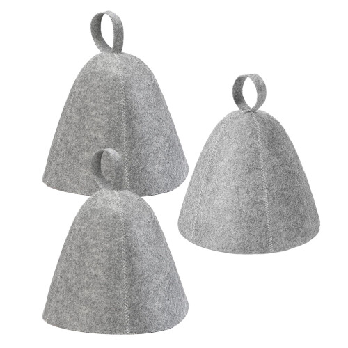 3Pcs Felt Sauna Hat Set Grey Soft Absorbent Bath Cap for Home Spa