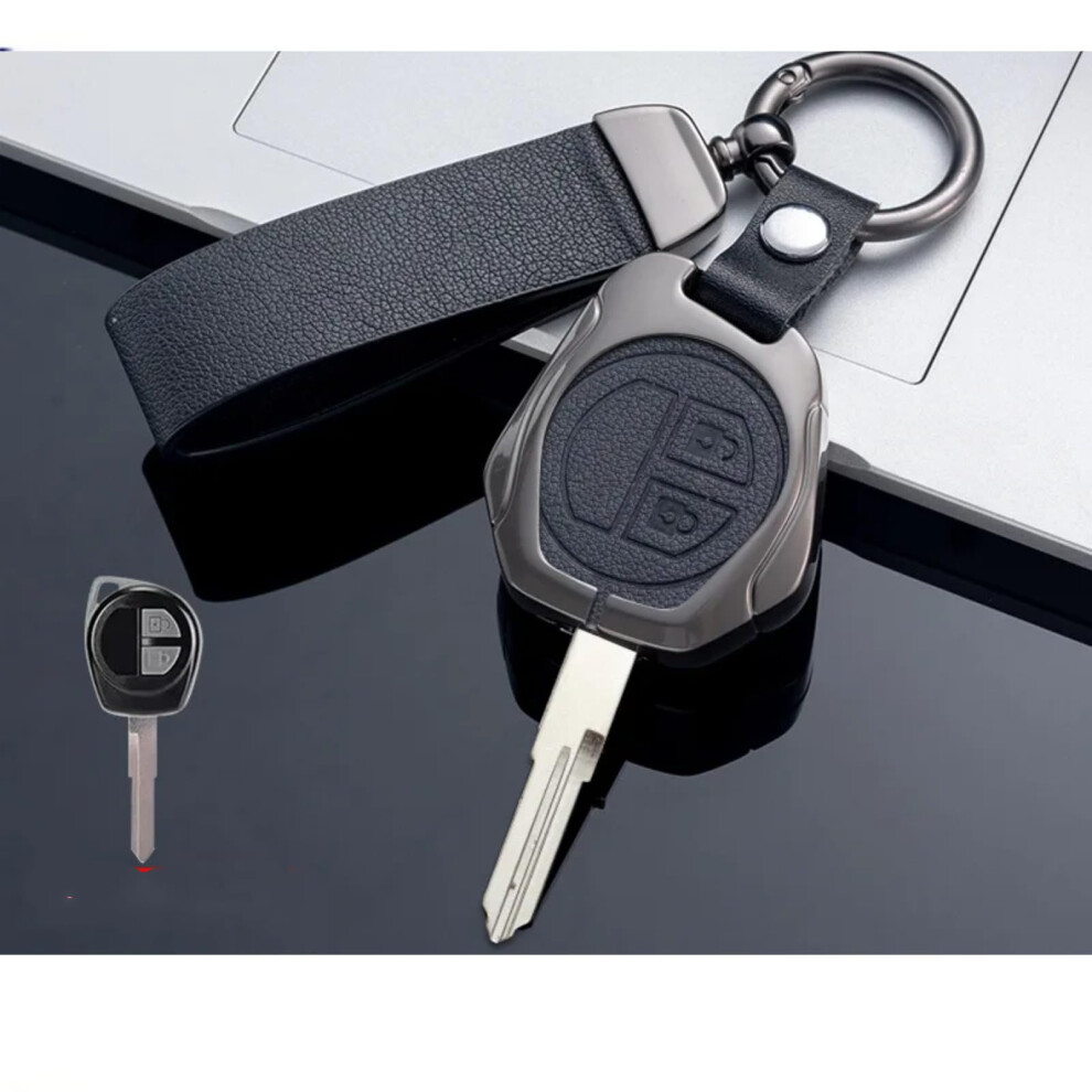 Alloy Leather Smart Car Key Fob Cover Case Shell For Suzuki Ertiga Xl7 Sx4 Vitara Ignis Baleno S-Presso Set Gray/Black 9354506013233
