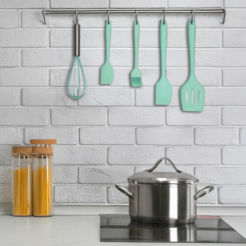 Silicone Utensil Set 5pc Mint Green Non Stick Kitchen Utensil Set 1