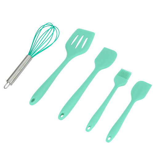 Silicone Utensil Set 5pc Mint Green Non Stick Kitchen Utensil Set 2