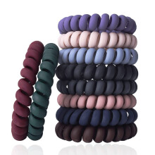 Spiral Hair Ties Set - 10 Piece Medium Coil Elastics for Thick Hair Multicolor No-Crease Telephone Cord Plastic Ties for Women and Girls (Matte Colo