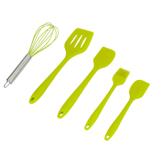 Silicone Utensil Set 5pc Lime Green Non Stick Kitchen Utensil Set 2