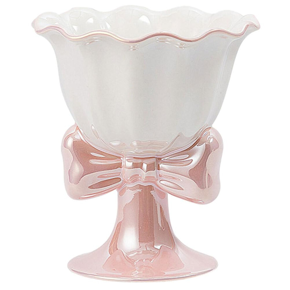 Footed Tulip Dessert Bowl Pink, Tulip Shaped Ice Cream Bowl, Sundae Serving Dish With Bow For Fruit Snack Parfait-image-OPC-PKT6RHX-NEW