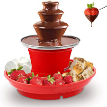 Chocolate Fountain Mini Fondue Set With Party Serving Tray Electric 3-Tier Machine Hot Melting Pot Base