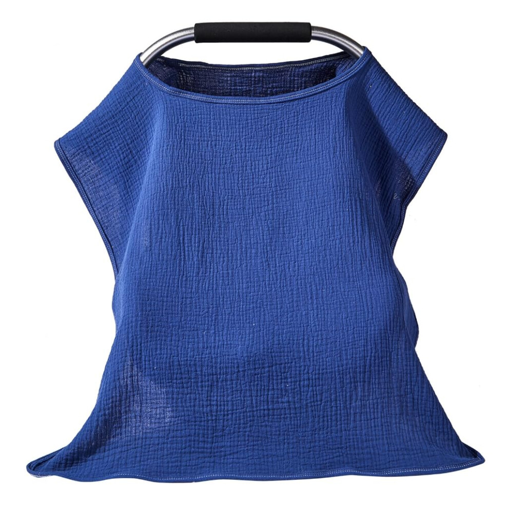 Multifunction Infant Nursing Scarf Stroller And Highchair Cover Navy Large Soft Nursing Drape Blue