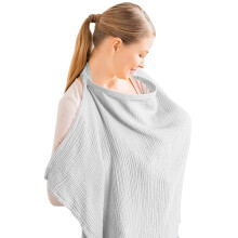 Soft Cotton Nursing Cover Adjustable Strap Breathable Muslin 95x71 cm Easy to Fold Portable for Baby and Pumping