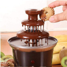 Chocolate Fountain, 3-Layer Pot Fountain, Stainless Steel Heating, Chocolate Melting Machine, Brown