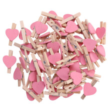 100St Houten Hartvormige Clips Roze Duurzame Foto- En Papierklem
