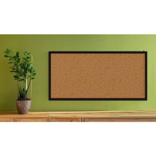 Cork Noticeboard 80x40 cm in BLACK Wooden Frame 1