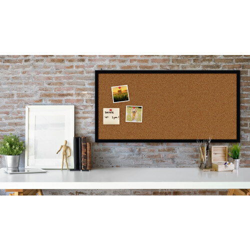 Cork Noticeboard 80x40 cm in BLACK Wooden Frame 2