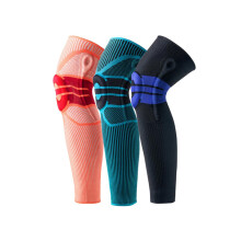 Knitted Compression Long Silicone Pad Knee Sleeves Knee Warmer Spring Support Basketball Knee Guard Blue Size M