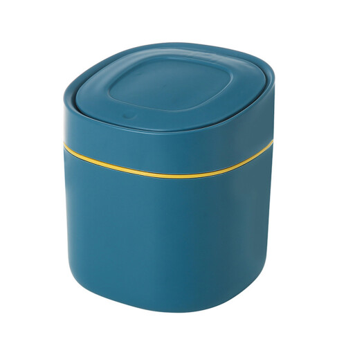 1Pc Blue Plastic Mini Trash Can Household Ash-Bin with Pop Lid 1