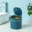 1Pc Blue Plastic Mini Trash Can Household Ash-Bin with Pop Lid 8