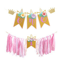 geburtstagsparty 1. hochstuhl- blumen deko banner