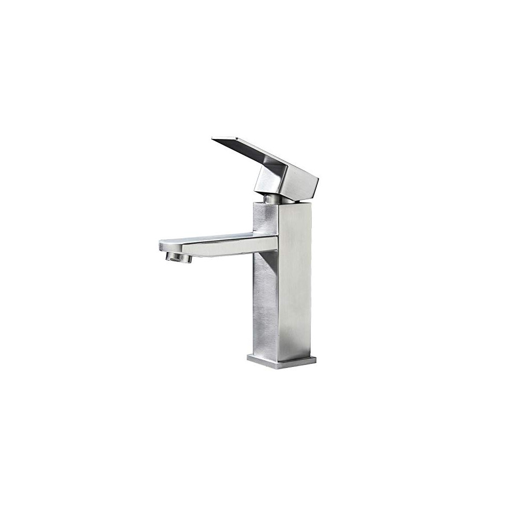 Faucets Bathroom Sink Faucet Matte Finish Deck Mounted Basin Mixer Tap Stainless Steel Hot And Cold Water 9354506018061
