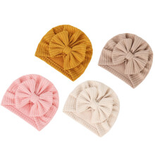 4St Gebreide Kindermutsen, Decoratieve Elastische Strikken