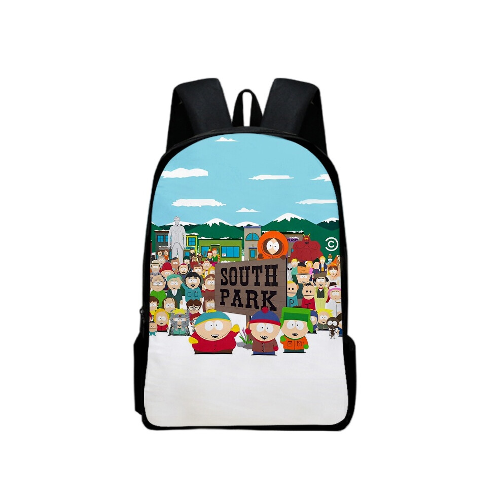 (BlueWhiteBag) Catoon South Park Backpack Satchel Pencase Large Capacity Bag Travel Schoolbag