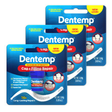 Tampa solta de fora mxima Dentemp e reparo de preenchimento perdido - Kit de reparo dentrio para alvio instantneo da dor (pacote com 3)