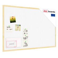 White cork notice board wooden natural frame 90x60 cm