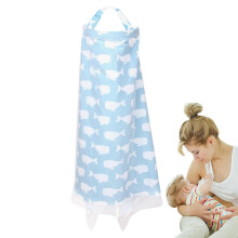 Nursing Cover For Breastfeeding 360 Degree Full Coverage Cotton Nursing Apron Machine Washable Blue Whale