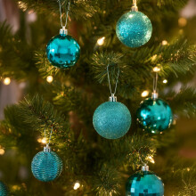 Neo Brilliant Blue 36PCS Christmas Tree Ornaments Set Baubles Glitter Balls Holiday Festive Decorations Assorted Sizes Colours Home Party Décor
