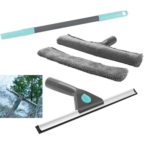 Window Cleaning Kit Telescopic Squeegee Mop Wash Wipe Tool Set Extension Pole
