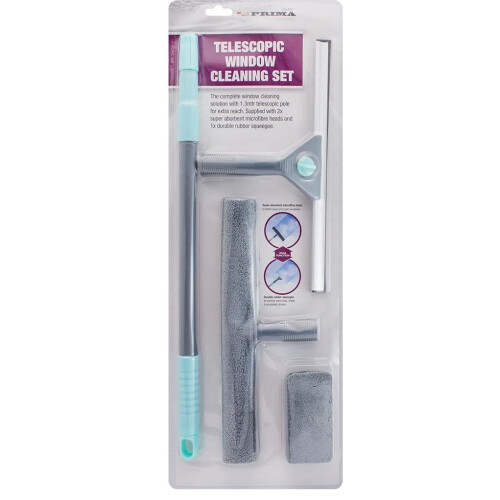 Window Cleaning Kit Telescopic Squeegee Mop Wash Wipe Tool Set Extension Pole 1