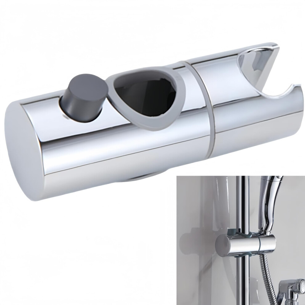 Adjustable Shower Head Holder - Universal Rail Bracket, 360-Deg Rotation, Chrome, Fits 24Mm Heads, For Handheld Showers 9016109164193