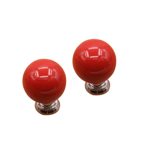 2Pcs Red Ceramic Round Drawer and Cupboard Knobs Pull Handles