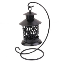 Moroccan Style Hanging Candle Holder Tea Light Stand - Black
