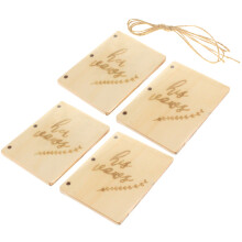 4 pcs wooden kraft paper wedding vow books for bride groom (beige)