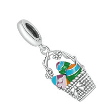 Silver S925 Basket Charms for Bracelets Necklaces and Key Chains