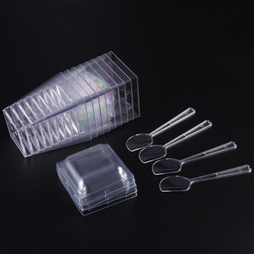 25 sets 150 ml vierkante jelly cups met en 1