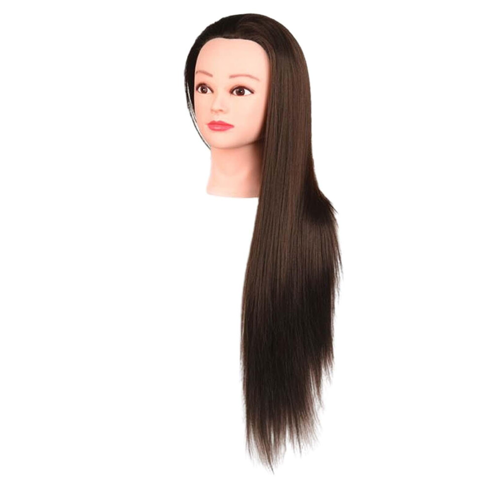 Unisex Brown Hair Training Head Mannequin Head, Manikin Doll Head For Cosmetology Training For Students, Long Hair With Makeup