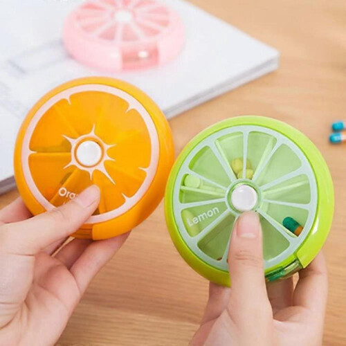 Pill Box 3 Times a Week 7 Compartments Large Pill Organizer (1 orange) 2